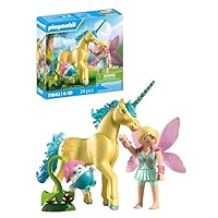 Playmobil | Magic Unicorns Collectible Unicorn Sunshine Blossom with Fairy | With magical details & interchangeable accessories for children aged 4+ | 71842