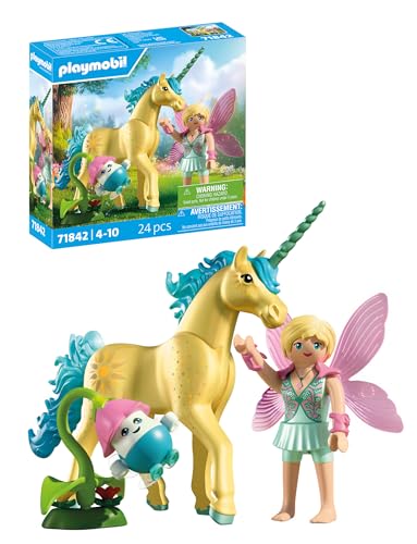 PLAYMOBIL | Magic Unicorns | Unicornio Flor de Sol con Hada | con Detalles mágicos y Accesorios Intercambiables niños a Partir de 4 años | 71842