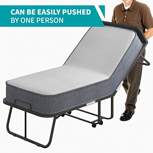Balus Folding Bed With Mattress For Adults, Roll Away Bed With 5" Memory Foam Mattress, 75" X 31" Portable Fold Up Guest Bed, Sturdy Bed Frame With Dustproof Bag & Baffle (Upgrade With Cover) #TOP7