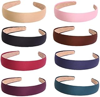 Women's Headbands Wide Non-slip Headband Colourful Headbands Hair Band Vintage Elastic Head Wrap Stretchy Moisture Hairband Hair Accessories 8 Pack (ArchPlain8)