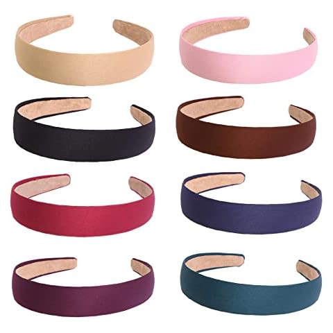Women's Headbands Wide Non-slip Headband Colourful Headbands Hair Band Vintage Elastic Head Wrap Stretchy Moisture Hairband Hair Accessories 8 Pack (ArchPlain8) Cover