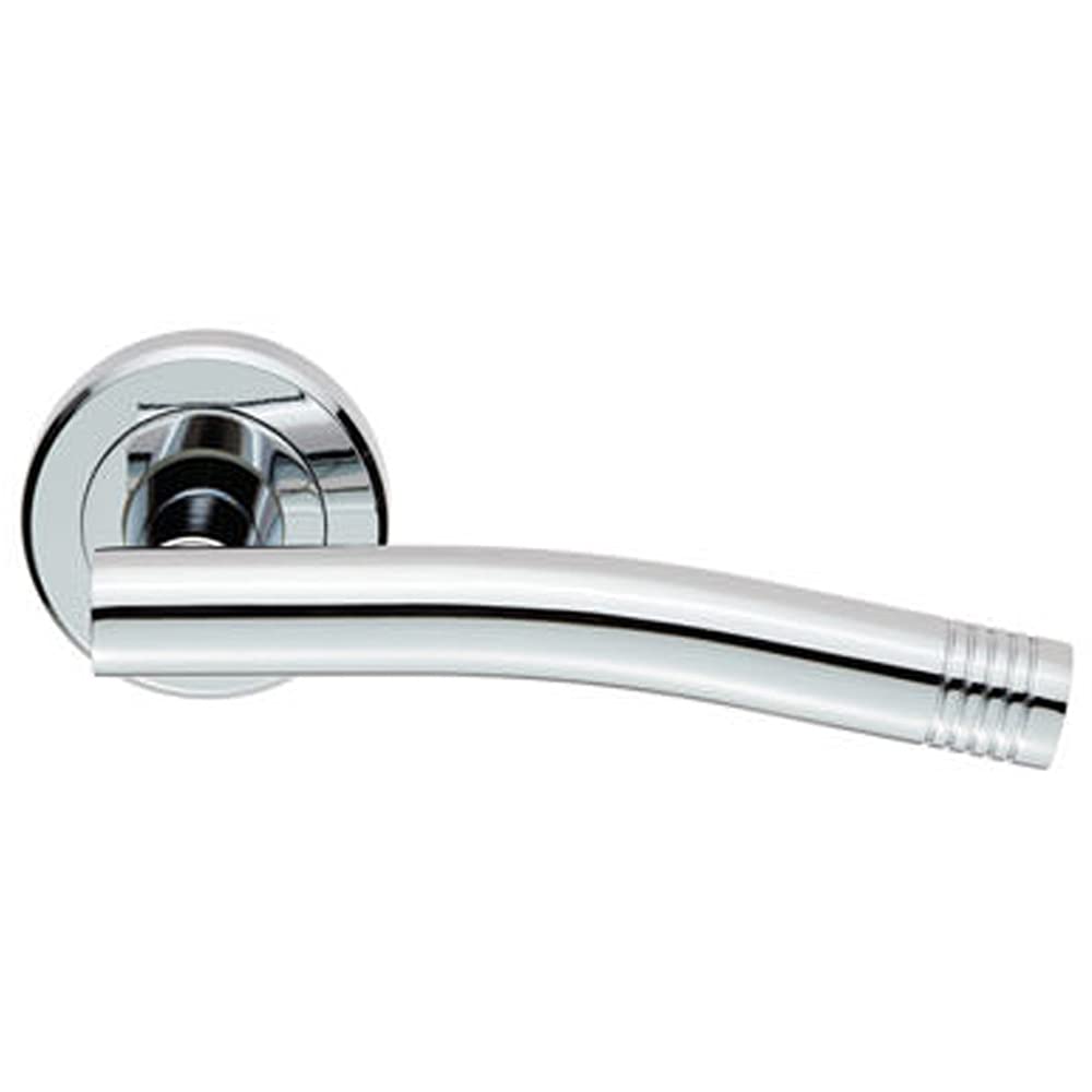Pair Round Bar Handle with Arch - Concealed Fix Round Rose - Polished Chrome | Door Handle Lever on Screwless Rose - Internal Door Hardware - Screws, Fixings and Spindle Included