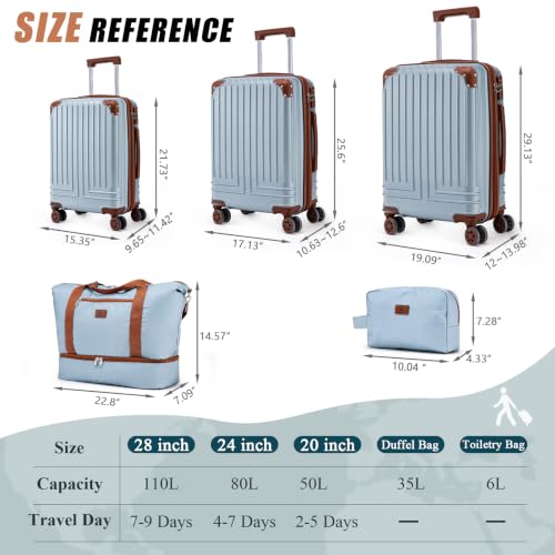 Image of KUNEL Luggage Sets 5 Piece, Hardshell Expandable Suitcase, 20 /24 /28inch