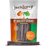 Jack&Pup 6-inch Gullet Sticks for Dogs – Odor Free Joint Health Support Dog Chews - Naturally Rich in Glucosamine and Chondroitin (10 Pack)