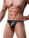 Produktbild Arjen Kroos Tangas für Männer Herren String Thong Sexy Slips Leder Lack Briefs Unterwäsche Wetlook G- String Unterhosen für Sport und Freizeit, T-Back Thongs, Schwarz, L(78cm-87cm)