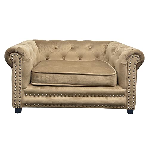 First Of A Kind Cushion Pet Sofa Bed - Taupe Doggie Couch With Cushion - Velvet Upholstered Removable Cushion - Cat Sofa Bed For Small, Medium Pets - Washable Kids Sofa #TOP5