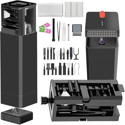 Image of Cell Phone Cleaning Kit, iPhone Cleaning Kit for Charging Port Cleaner Keyboard Cleaning Kit for Airpods /Android /USB C /Earbuds /Laptop /iPad /Camera Lens with Stylus Pen (Black (with Putty and Cloth))