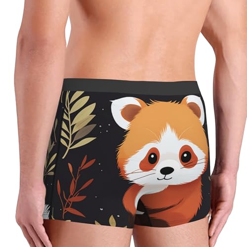 Animal Raccoon Men's Boxer Briefs, Leaves Breathable Mens Underwear Comfort Boxers Shorts Support Trunks2