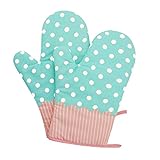 ALISKY Oven Mitts Gloves 2 Set Microwave BBQ Oven Cotton Baking Pot Mitts, Kitchen Glove Heat Resistant Cook Gloves Mitts for Cooking, Baking, Barbecue Potholder, Present (Blue)