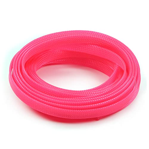 Othmro Funda de malla de alambre flexible de PET expandible de 5 m, color rosa, para cables de TV y PC, protege los cables de alimentación de mascotas masticando