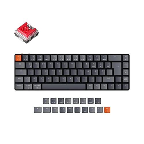 Keychron K7 65% DE-ISO-Layout 68-Tasten Ultra-Slim Hot-Swap-fähige Computertastatur Drahtlose mechanische Tastatur mit Optischer roter Schalter mit niedrigem Profil RGB-Hintergrundbeleuchtung Cover