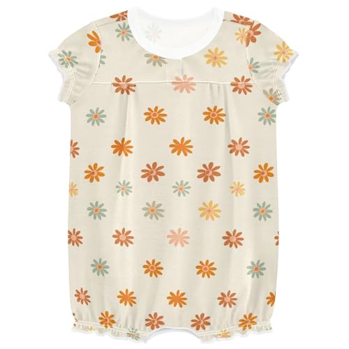 siphylline - Mameluco de manga con volantes para niñas y niñas, ropa infantil de algodón, 3M flores, Flores, 24M
