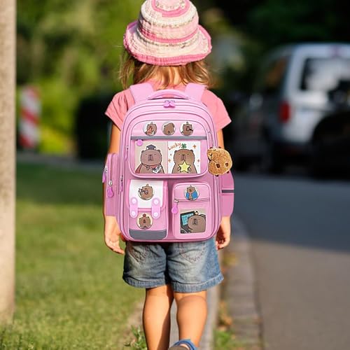 Sac à dos capybara pour l'école un cartable animal mignon marron - 5