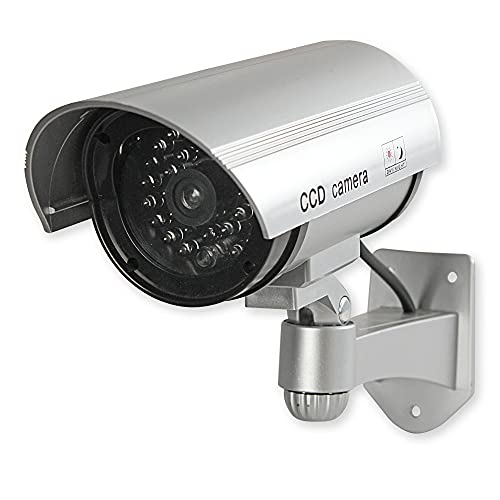 KÖNIG Camera de Vidéosurveillance Factice Extérieur CCTV - Fausse Caméra de Sécurité avec LED Clignotante - Usage Extérieur / Intérieur