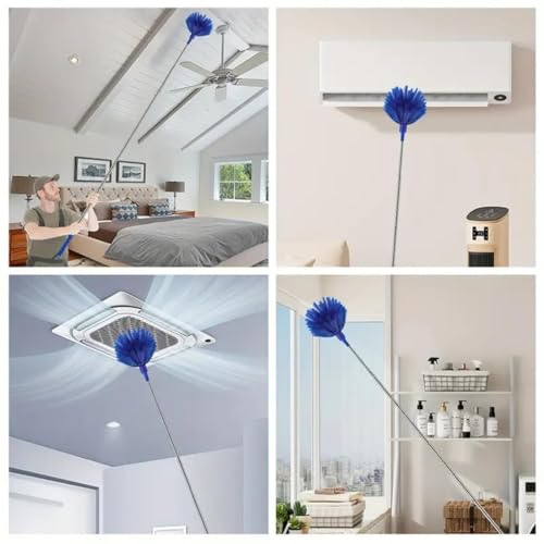 Image of TEKCOOL 2 in 1 Long Handle Microfiber Ceiling Duster with Cobweb Duster for Dust Cleaning, extendable Pole 30-100 Inch with Anti Scratch Bendable Head for Cleaning High Stick high Ceiling Fan,