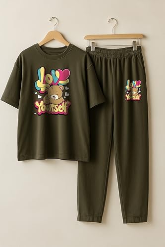 Image of My Swag Womens Printed Nightwear Set | Printed T-Shirt & Lower Set for Womens&Girls