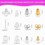 WY poziom oświetlenia, 600 szt., metalowe kolczyki, podkładki na plecy i zatyczki, przezroczyste, silikonowe, 12 stylów, zestawy zastępcze do obręczy