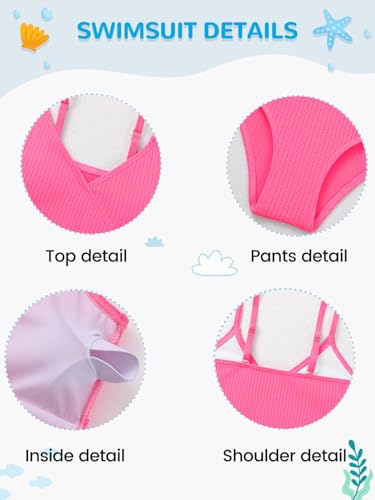 Image of Girl's 2 Piece Swimsuit Solid Spaghetti Strap Bikini Sets Beach Bathing Suit Swimwear for Teen Girls