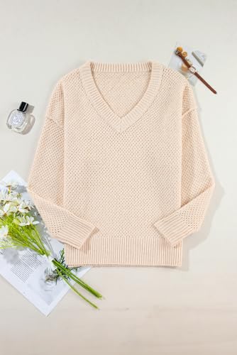 Chic Loose Fit Eyelet Detail Sweater - Parchment4