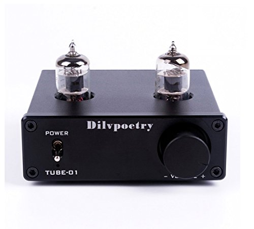 Dilvpoetry TUBE-01 真空管6J1プリアンプ ミニHIFIアンプ DC12V2A (ブラック)