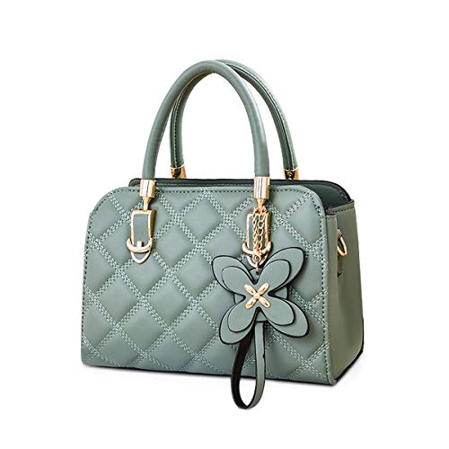 NICOLE & DORIS Bolsos de Mujer Bolsos de Hombro con asa Superior de diseño Bolso Bandolera para Mujer Bolso de Cuero de PU con Colgante de pétalos Verde