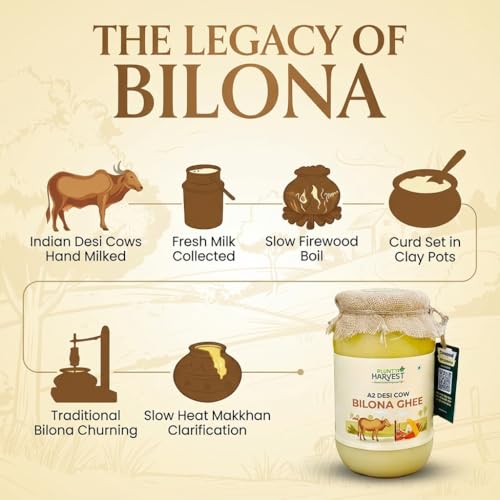 Image of Purity Harvest Premium A2 Desi Cow Ghee 5 litre | A2 cow ghee bilona method Cultured Cow Desi Ghee 5 kg| 100% Grass-Fed & Cultured Curd Ghee | Pure, Natural & Healthy Desi Bilona Cow Ghee| Danedar Texture | Ideal for Cooking & Puja | Stainless Steel Dolchi | Lab Tested