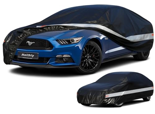 Holthly 10 Layers Coupe Car Cover Waterproof All Weather for Automobiles,100% Waterproof Outdoor Car Covers Rain Snow UV Dust Protection. Custom Fit for Ford Mustang,Chevy Camaro, Chevy Corvette,etc