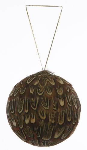 Almond Pheasant Feather Ornament 4 inch