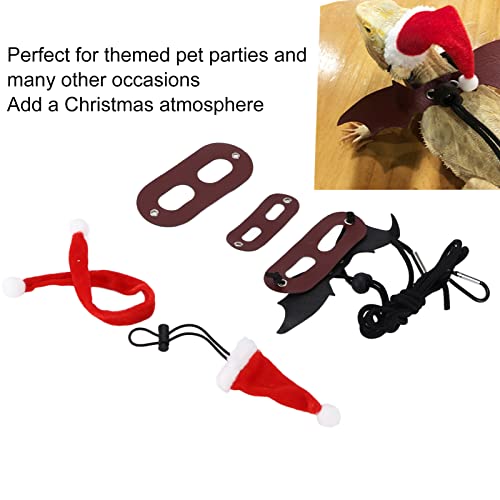 Conjunto de arnês de chapéu de Papai Noel, conjunto de arnês de lagarto e coleira de dragão de barba