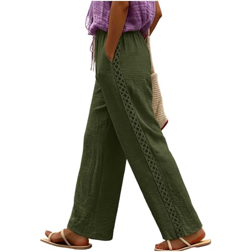 Pantalon cargo femme large à ceinture | Coupe droite décontractée unicolore