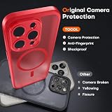 TOCOL Etui do iPhone'a 14 Pro, Kompatybilne z MagSafe, Wbudowany Pierścień Magnetyczny, Zintegrowana Ochrona Aparatu, Odporne na Uderzenia, Matowe Magnetyczne Etui do iPhone'a 14 Pro, Czerwony