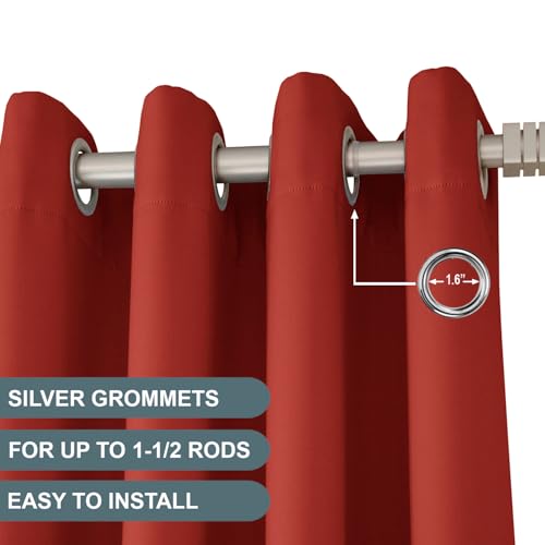 NIM TEXTILE Thermal Insulated Blackout Curtains, 180" Total Width, Room Darkening Window Panel Grommet Top Drapes - 2-Panels Set, 90" W x 84" L, Burnt Orange by NIM TEXTILE - Used condition - Image 2