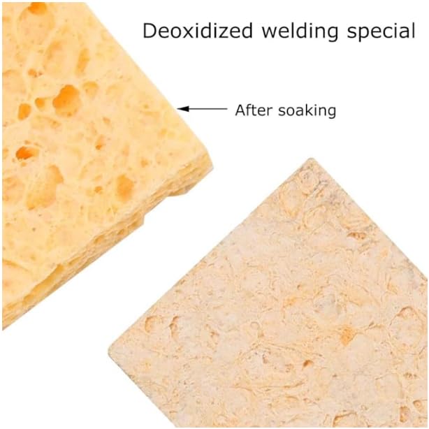 Image of 10 Pcs Soldering Iron Cleaning Sponge, 5 x 4 cm Square Replacement Solder Sponge High Temperature Sponges Solder Tips Cleaning Pads Sponges Soldering Accessories (Yellow)