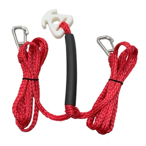 NIUTRIP Heavy Duty Boat Tow Harness for Tubing, Fits 4 Riders, Quick-Connect Clip for Easy Attachment, Durable Tow Rope for tubing (Wakebordrope Red 16FT)