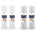 Aquaboon 2-Pack Universal Whole House 5 Micron 20 x 4.5 inch Cartridges Coconut Shell Water Filter Cartridge & Aquaboon 2-Pack String Wound Sediment Water Filter Cartridge