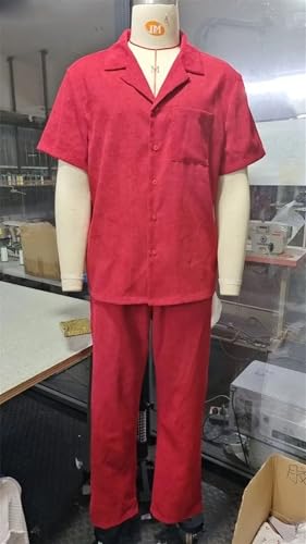 Mens 2 Piece Suits Streetwear Trendy Loose Short Sleeve Lapel Shirt and Pants Outfits Sets 7