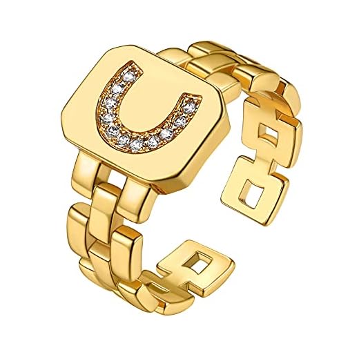 GoldChic Jewelry Justerbar initial ring för kvinnor män, guld fet bokstav öppen ring, silver alfabet smycken gåvor för flickor, Adjustble ( L½ - X½ ), Mässing 18K guldpläterad