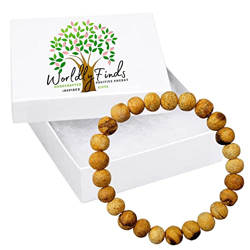 Worldly Finds Palo Santo Bead Bracelet - Unisex, Naturally Scented, Holy Wood Meditation, Energy Beaded Healing Bracelets for Women, Men, Sustainable, Charitable & Gift Boxed2