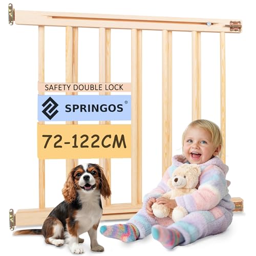 SPRINGOS Griglia di protezione per scale, in legno, larghezza passaggio: 72-122 cm