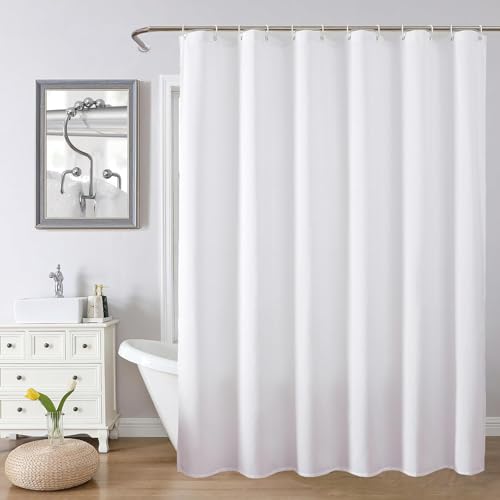 HUIBOHOU Shower Curtain for Bathroom Anti Mould and Mildew Resistant,100% PEVA Waterproof 180 x 180 cm (71 x 71 Inch),Includes 12 Pcs Curtain Hooks,White