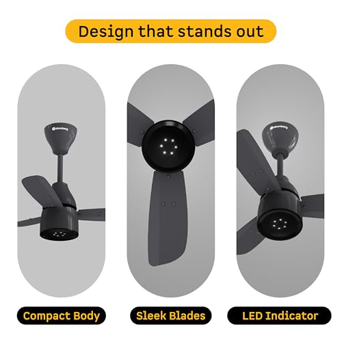 Image of atomberg Renesa Enzel 600mm BLDC Ceiling Fan with Remote | BEE 5 star | High Air Delivery | LED Speed Indicator | Low Noise | Sleek Design | Power Saving | 3 Year Warranty | Pebble Grey