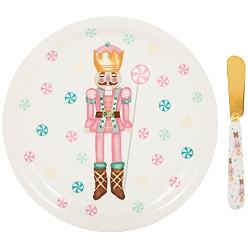 Mary Square Pink Nutcracker Candies 9 Inch Ceramic Christmas Serving Platter With Spreader #TOP8