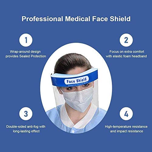 All-Round Protection Cap with Clear Wide Visor Spitting Anti-Fog Lens, Lightweight Transparent Shield with Adjustable Elastic Band for Men Women 2 Pack