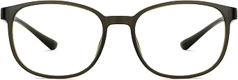 | Zero Power Blue Cut Computer Glasses | Anti Glare, Lightweight & Blocks Harmful Rays | UV Protection Specs | Green | Men & Women | Large | LB E14284