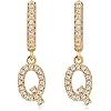 Fettero Initial Earrings Huggie Hoop Letter Diamond Cubic Zirconia Alphabet Dangle Drop 18K Gold Plated Small Simple Hypoallergenic Personalized Jewelry Gift for Women A-Z