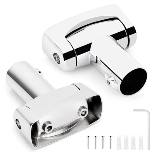 2pcs Shower Curtain Rod Bracket, Zinc Alloy Single Swivel Flange, Easy Installation Heavy Duty