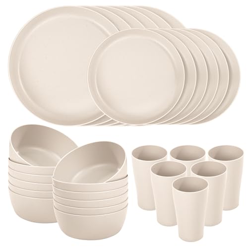 EI 24-Piece Wheat Straw Dinnerware Set