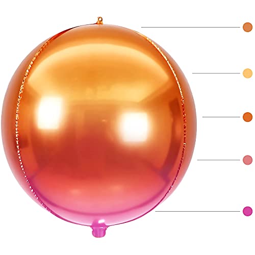 Image of KatchOn, Orange Mylar Balloons - Large 22 Inch, Pack of 6 | Round 4D Orange Foil Balloons, Metallic orange Balloon for Birthday Decoration, Halloween Decorations, Basketball Party Decorations