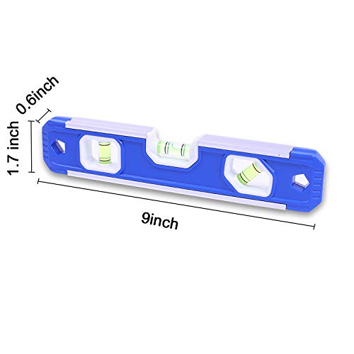 Magnetic Torpedo Level, Spirit Level 3 Bubble Plumb/Level / 45 Degree Level Degree Torpedo Magnetic Level Bubble Measuring Tool (9Inch, Blue) #TOP3