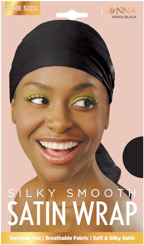DONNA Satin Wrap, Silk Wraps, Satin Wrap for Women’s Hair for Face Wash for Makeup Hair Accessories Headbands BLACK Color